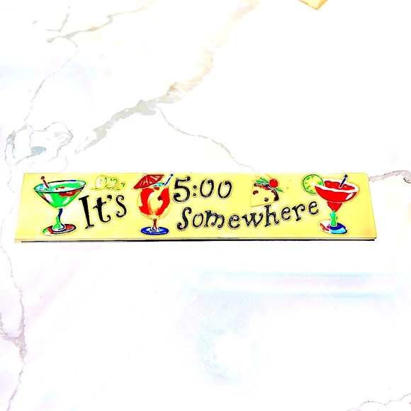 Artisan Handmade Happy Hour “It’s 5:00 Somewhere” Hanging Wall Decor, 16” x 3”. - Picture 3 of 6